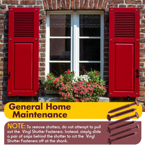 MorningRo 36 Pack Vinyl Shutter Fasteners Plastic Shutter Screws Window Shutters Exterior Spike Loks for Installing