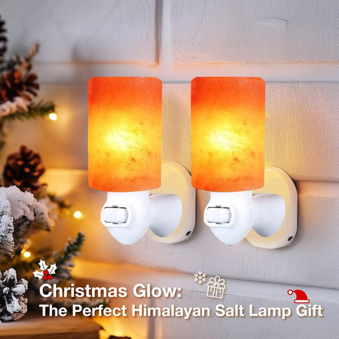 2 Pack, 360 4 Bulbs pursalt Himalayan Salt Lamp Plug in Night Light Degree Adjustable Wall Plug & Extra Replacement