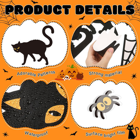 Halloween Bulletin Board Decorations Set - Black Cat Paper Cutouts and Spooky Bat Spider Wall Decals
