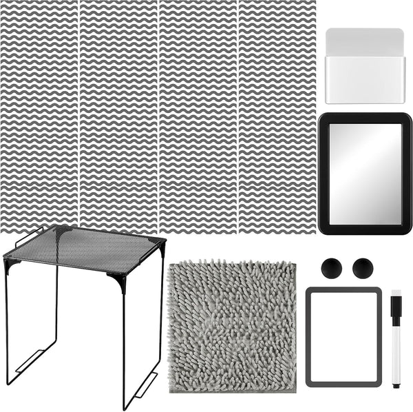 Cholemy 12 Pcs Locker Accessories Set, Magnetic Wallpaper, Carpet, Mirror, Organizer for School Supplies