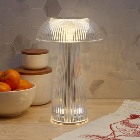 6.9x6.9x10.2 Inch Mikasa Clear Acrylic Mushroom LED Rechargeable Cordless Lamp