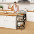 DTK 3 Tier Metal Utility Rolling Cart with Table Top, Side Bags, Tray Storage Organizer on Wheels for Kitchen, Office