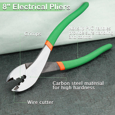 Electrician's Terminal Crimp Pliers with Cutter Wire Crimping Tools Cable Wire Electrical Cutter Crimper with PVC Handle Electrical Pliers for 10 to 22 AWG Terminals and Connectors by LEONTOOL