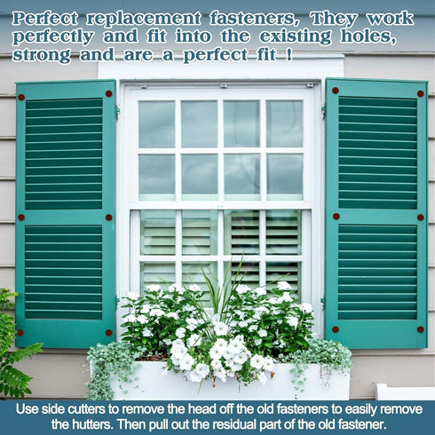 QincLing 60Pcs 3 Inch Vinyl Shutter Fasteners, Window Shutter Panel Pegs Shutter Screws Lok Pins Plastic Shutter Spike