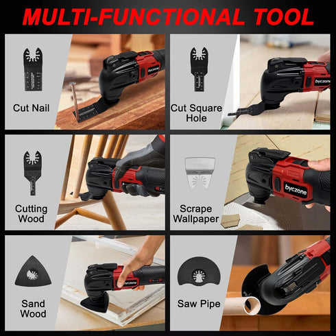 18V 6 8,500-21,000 23PCS Oscillating Multi Tools for Milwaukee Battery, Cordless Multitool with Variable Speed RPM