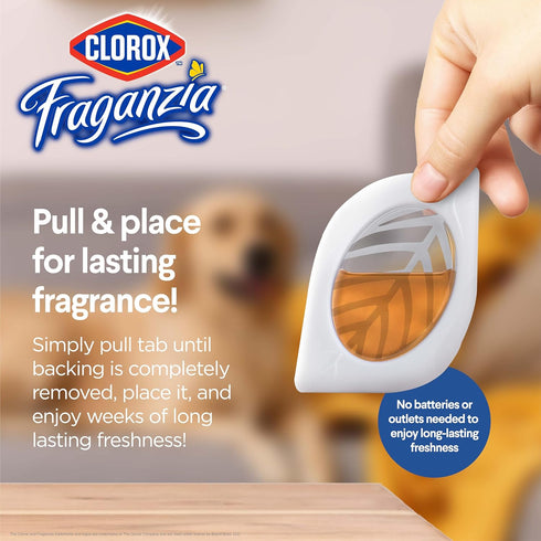 Clorox Fraganzia Small Rooms Air Freshener in Vanilla Honeycomb Scent, 2ct Peel & Place Units for Closets, Laundry Room