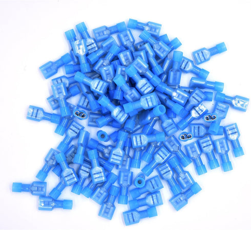 100pcs Female Fully Insulated Wire Crimp Terminal Nylon Quick Connectors - Wiring Spade (Female)