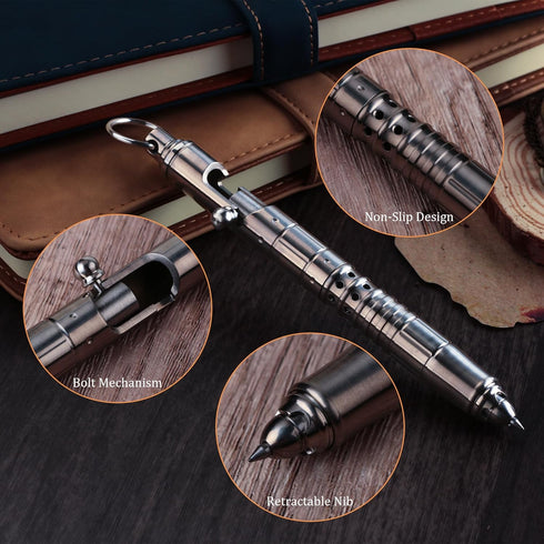 SMOOTHERPRO Titanium Bolt Action Pen, Compatible with Parker Refill, Retractable Hollow Design, Heavy Duty for Tremor,