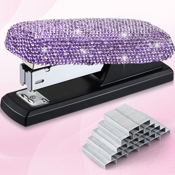 Bling Crystal Stapler Gift, Sparkly Diamond Stapler for Desk, Handmade Clay Rhinestone, Cute Office Stationery Kit