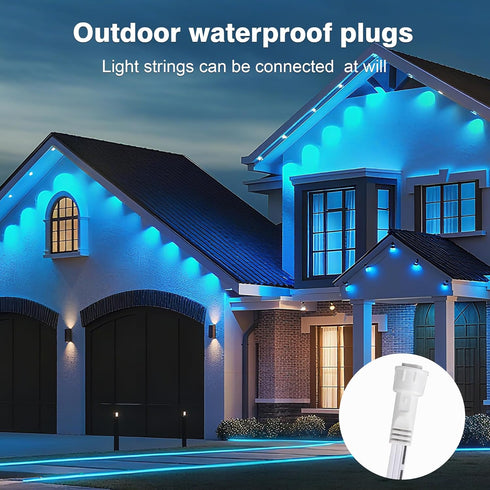 NovaFloat 148FT 54LEDs IP67 RGB Permanent Outdoor Lights, Control, Waterproof Under Eave Lighting with Remote, DIY