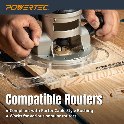 Set 1/8" 1/4" 1/4" 71333E POWERTEC Router Brass Inlay Kit with Router Bushing Guide + Centering Pin, Collar & Diameter