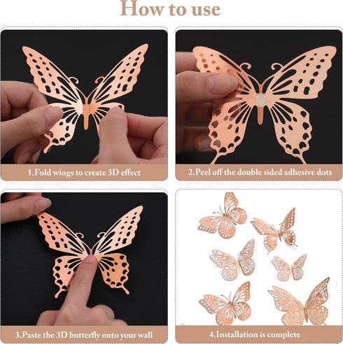 3D 48 4 3 SAOROPEB Butterfly Wall Decor, Pcs Styles Sizes, Removable Metallic Wall Sticker Room Mural Decals for Kids