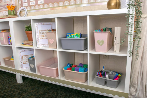 Teacher Created Resources Gray Portable Plastic Storage Caddy - 6-Pack for Classrooms, Kids Room, Office Organization