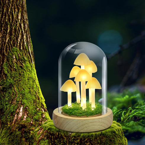 QUELIEN Mushroom Lamp,Mothers Day Mom Gifts for Mom,Light Up Mushroom in Glass Dome,Birthday Party Decorations,Ideal