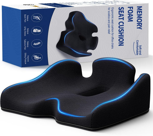 Benazcap Standard Memory Seat Cushion for Office Chair Pressure Relief Sciatica &