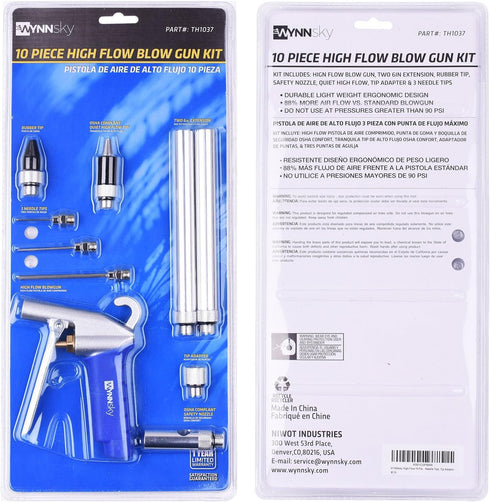 WYNNsky High Flow Air Blow Gun with 9 PCS Blower Tips, 120PSI Working Pressure Air Compressor Accessories Kit