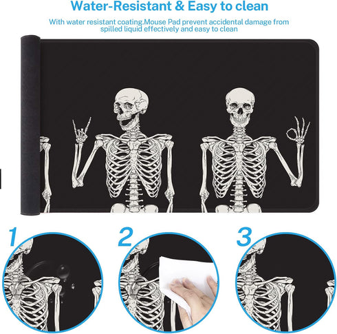 Britimes Large Gaming Mouse Pad, Black Skull Non-Slip Desk Pad for Keyboard and Mouse, 31.5 x 15.7 in for Gamer Office