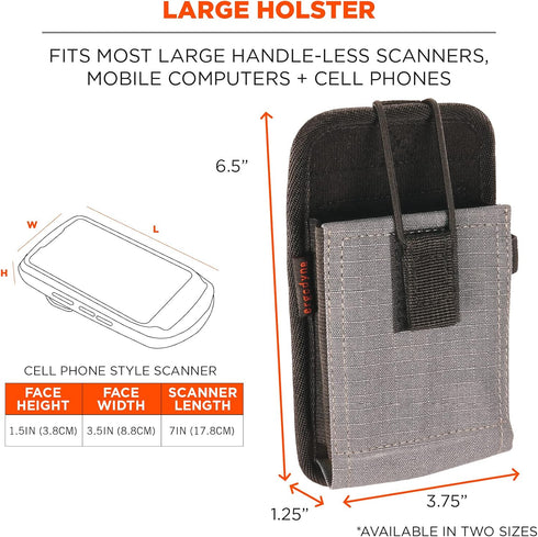 Ergodyne Squids 5542 Barcode Scanner Holster Pouch for Phone Size Mobile Computers, Holder for Handheld Scanners