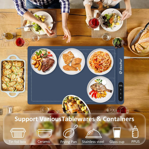 OcePor 24"x15") (XL Food Warming Mat, Electric Warming Tray,Foldable Food Warmer for Parties, Buffets, Family