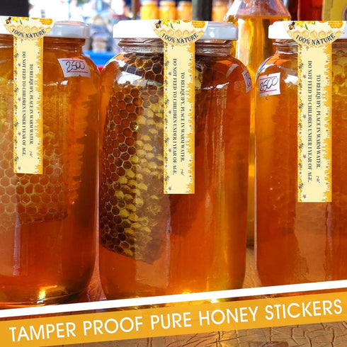 Well Tile 500Pcs 1 3.5 Inch-Tamper Pure Honey Stickers Safe Secure Tamper Evident Seals Stickers for Lids x Proof