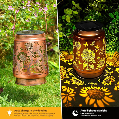 Mothers Day Gifts for Mom Solar Lanterns Outdoor Waterproof Sunflower Garden Decor Gifts for Women Mom Grandma Sister