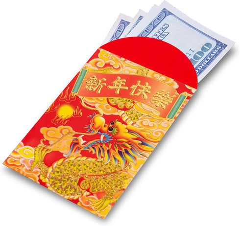 Chinese Red Envelopes Lucky Money Envelopes 2024 Chinese New Year Dragon Year Envelope Small (6 Patterns 36 Pcs) Cartoon Gold by Ellzk