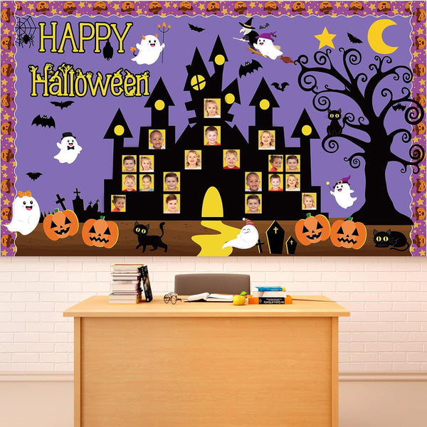Halloween Bulletin Board Decorations, DIY Photo Crafts Set, Trick or Treat Pumpkin Bat Witch Cutouts