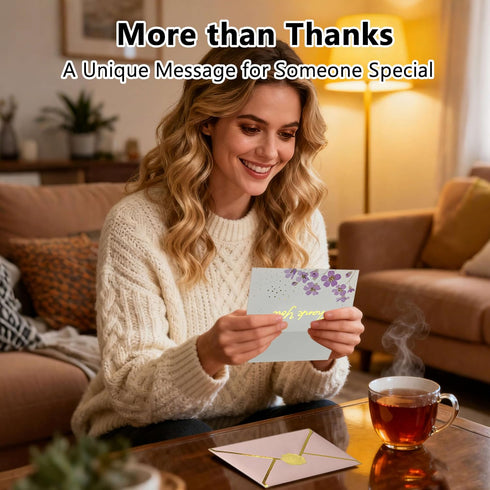 50 (4 Luxurious Gold Foil Thank You Cards Bulk with Envelopes and Stickers for Birthday Baby Shower Bridal Shower
