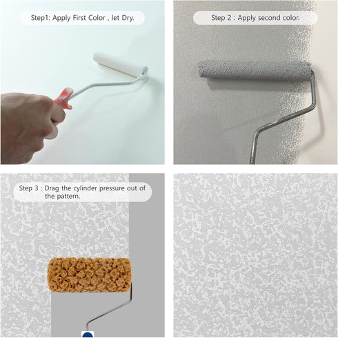 7" Wall(M90FT) Hanroy Sponge Paint Roller Small for Texture Painting Decorators Brush Tool, Fast and Easy Pattern Art