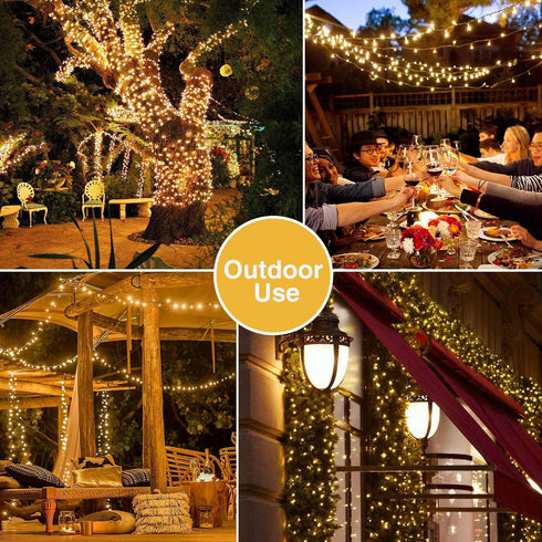 300 8 JMEXSUSS LED Warm White Christmas Lights Outdoor Waterproof, Modes Green Wire Christmas Tree Lights Plug