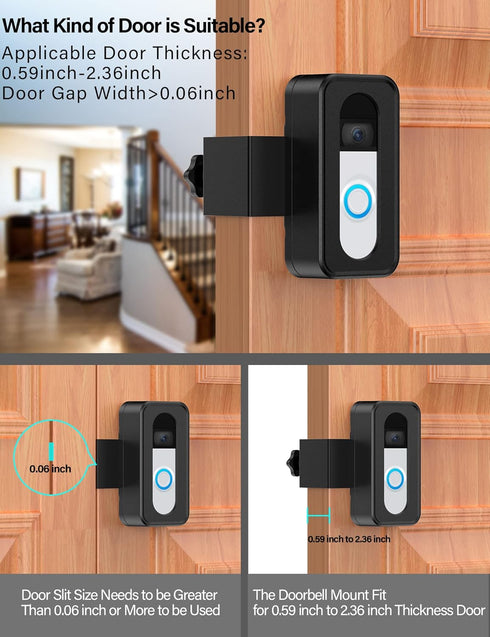 Anti-Theft Video Doorbell Mount, No-Drill Mounting Bracket Accessories for Most Models, Houses, Apartments, Businesses