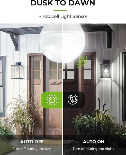 LOHAS Dusk to Dawn Sensor Light Bulbs, A19 12W (100 Watt Equivalent), LED Bright Porch Lighting, Daylight White 5000K,