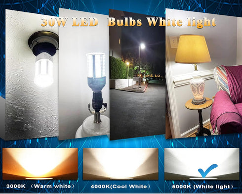 Amazon High Brightness LED Light Bulb, 2 Pack, 30W-300W/LED Corn Bulb, E26 Base, 5000K, Suitable for Garage, Workshop