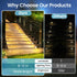 IP65 3000K 6 Pack Solar Step Light Outdoor Stair Lights, Deck Lights Outdoor Powered Waterproof, Warm White Solar