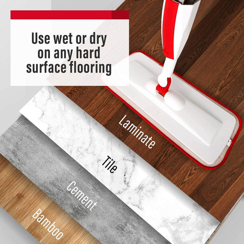 Mops for Floor Cleaning - Wet Spray Mop with 14 oz Refillable Bottle and 2 Washable Microfiber Pads for Home Use