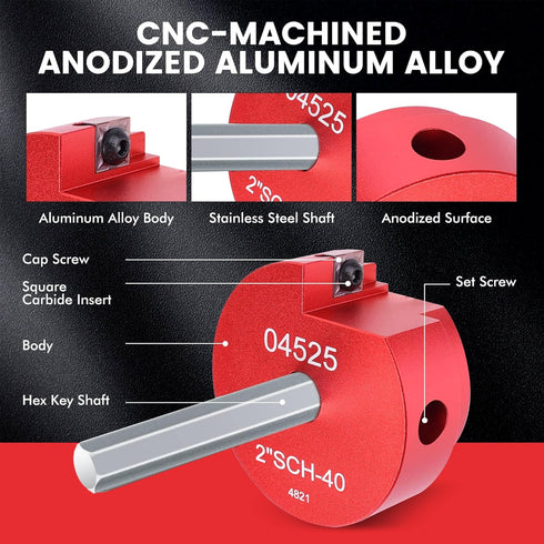 PVC Fitting Saver 2-Inch Head, PVC Pipe Reamer with 3/8-Inch Hex Shaft for Plumbing Repair