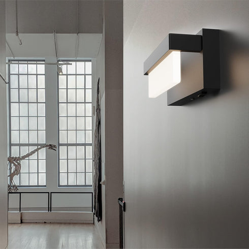8 inch 4000K Wall Sconce Black Wall Light with On/Off Switch LED Wall Lamp Acrylic Lampshade Sconce Wall Lighting