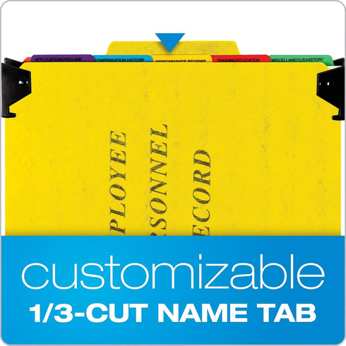 Pendaflex SER2YEL Personnel Folders, 1/3 Cut Hanging Top Tab, Letter Size, Yellow