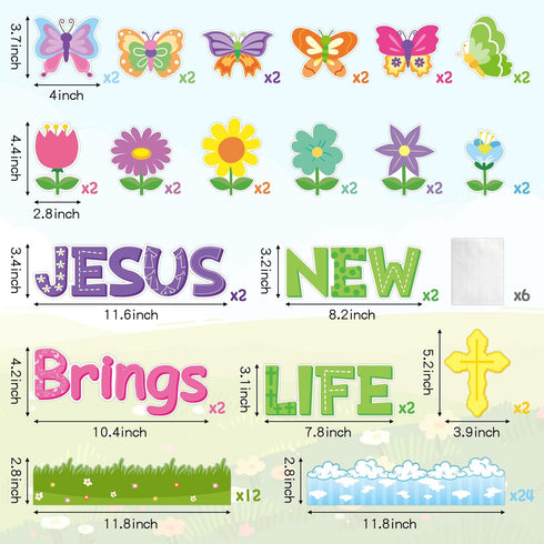 Yopyame 94PCS Bulletin Board Set, Jesus Brings New Life, Spring Butterfly Flowers, Easter Decor