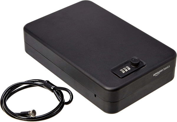 Amazon Basics Portable Security Case Lock Box Safe with Combination Lock for