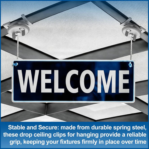 MorningRo 12 15/16 Inch Pcs Spring Steel T Bar Ceiling Clips, Drop Ceiling T Bar Clip with Wing Nut, Electrical Fixture