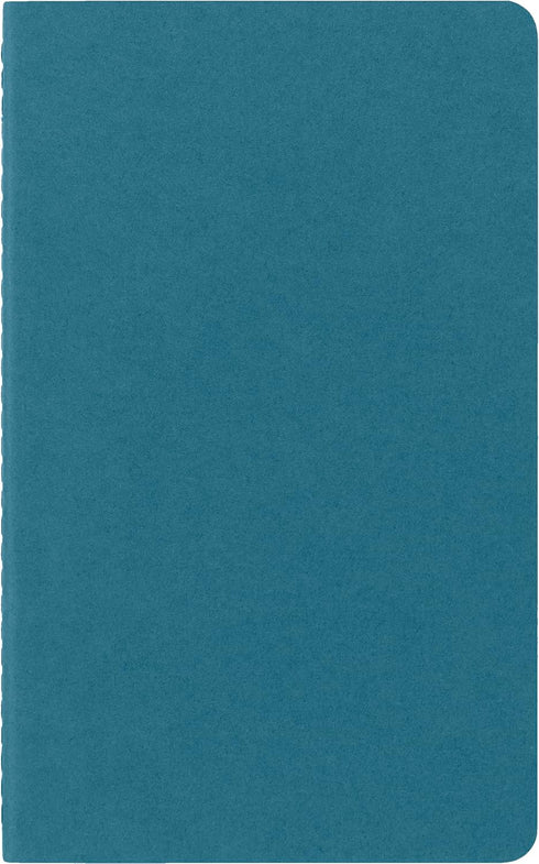 Moleskine Cahier Journal, Soft Cover, Large (5" x 8.25") Plain/Blank, Brisk Blue, 80 Pages (Set of 3) by Moleskine
