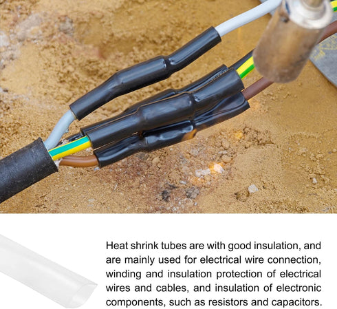 Heat Shrink Tubing 2:1 Cable Sleeving Tube Wrap, 1/2" Dia/1m/Clear