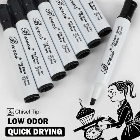 Black Dry Erase Markers Low-Odor 80 Count Chisel Tip for Writing on Whiteboards and Dry-Erase Boards