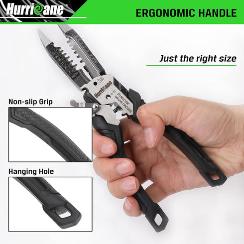 HURRICANE 6-in-1 Wire Stripper Tool, Multifunctional Electrical Pliers for Cable Stripping and Crimping