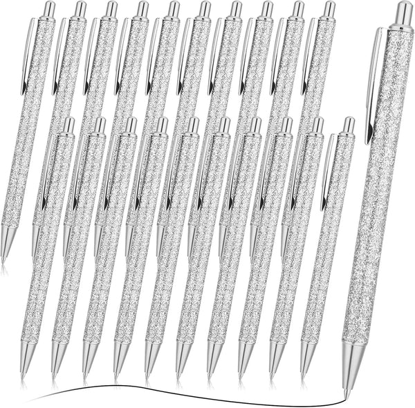 Leinuosen 20 Pcs Cute Metal Retractable Ballpoint Pens Black Ink Comfortable Writing Gift Pens with Medium Point for