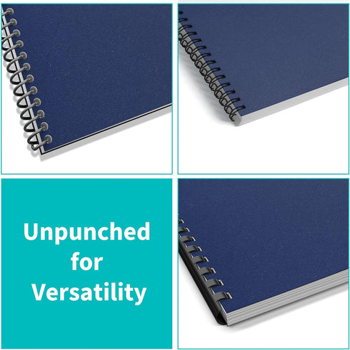 Binditek 100 Pack 12 Mil Sand-Textured Polycover, Midweight Binding Covers, 8-1/2" x 11", Navy for Office Supplies
