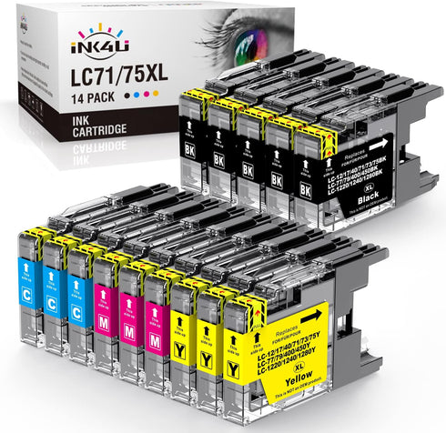 INK4U Compatible LC75 Ink Cartridges Replacement for Brother LC75 LC71 LC79 XL, Compatible with MFC-J6510DW MFC-J6710DW