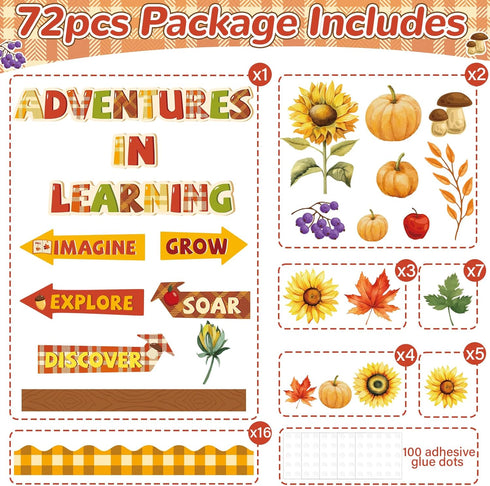 Fall Bulletin Board Classroom Decoration, Autumn Pumpkins Maple Signpost Paper Cutouts for Teachers