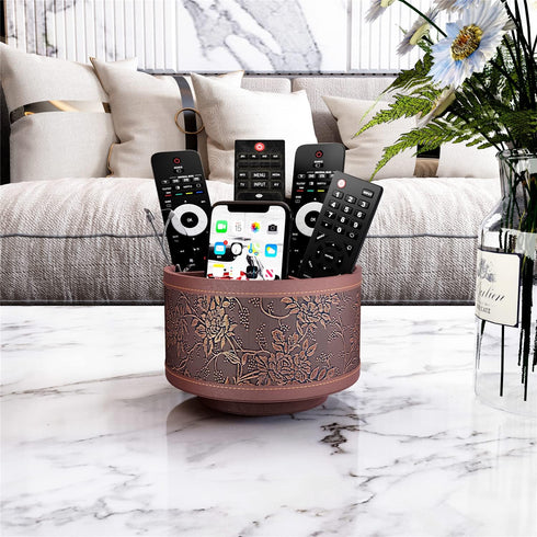 Thipoten Remote Control Holder, Faux Leather 360° Art Supply Organizer, Multi-Functional Caddy for Office Supplies